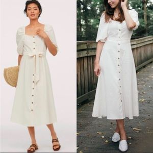 H&M White Puff Sleeve Button Dress
